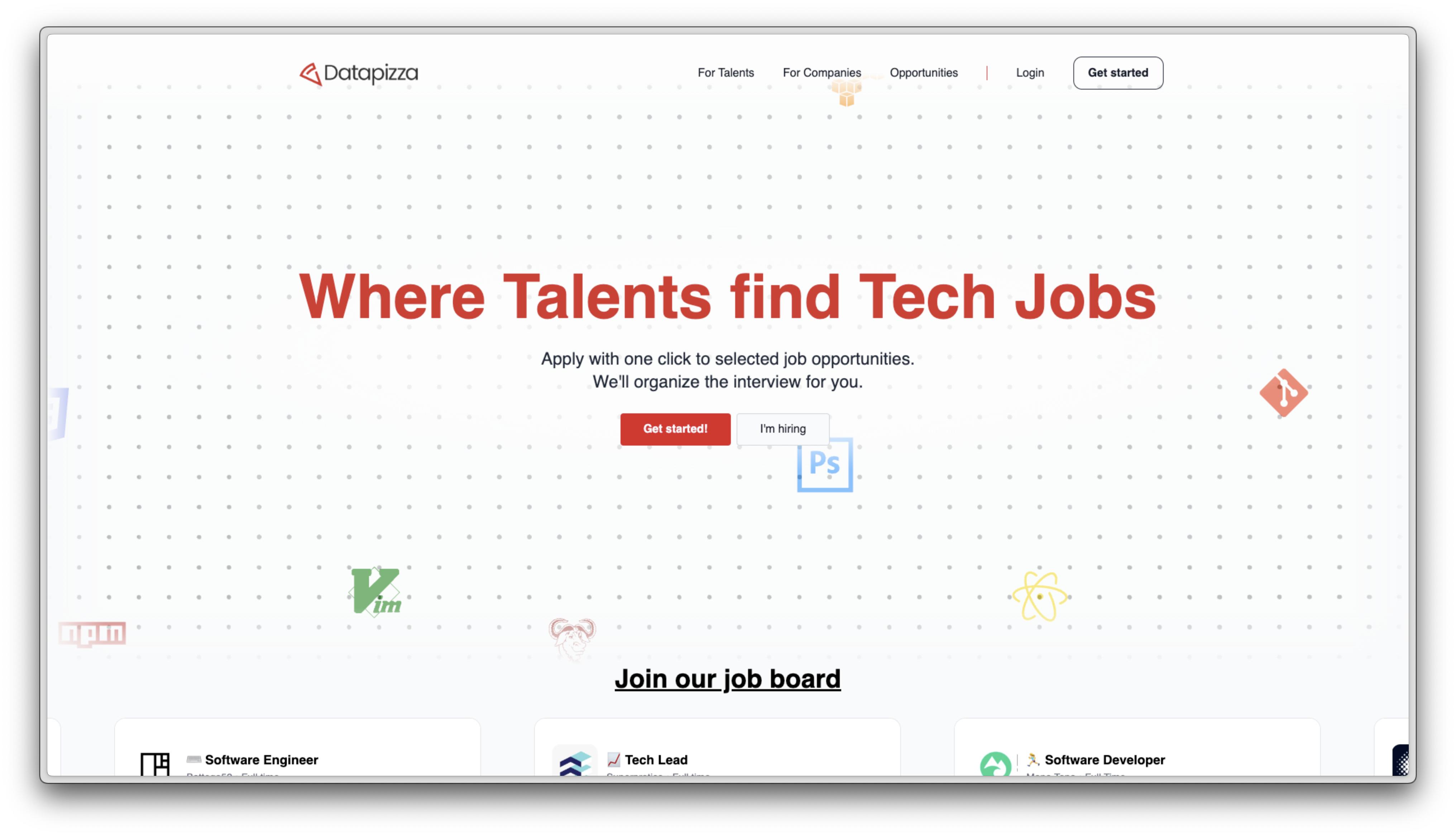 Datapizza Jobs landing page